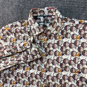 Luchiano Visconti Black Mens Small Multi Color Geometric Circle Print Shirt S